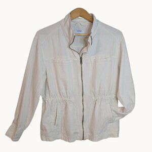 Ivory Linen Blend Utility Safari Jacket Lightweight Cinch Waist | Old Navy | L